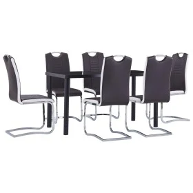 7-piece dining set in brown synthetic leather by , Furniture sets for kitchens and dining rooms - Ref: Foro24-3053029, Price:...