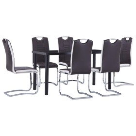Juego de comedor 7 piezas cuero sintético marrón de , muebles para cocinas y comedores - Ref: Foro24-3053029, Precio: 546,32 ...