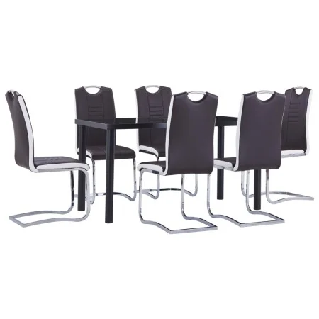 7-piece dining set in brown synthetic leather by , Furniture sets for kitchens and dining rooms - Ref: Foro24-3053029, Price:...