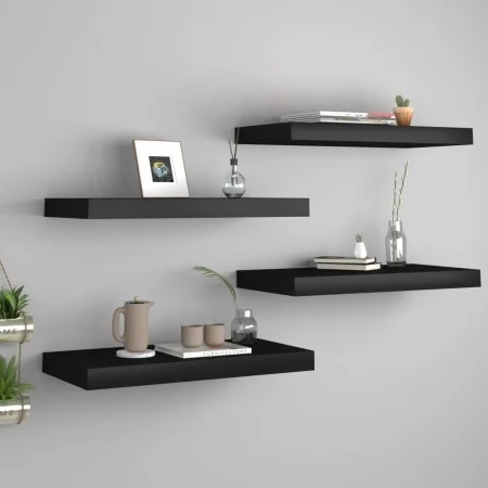 Floating wall shelves 4 pcs black MDF 50x23x3.8 cm by vidaXL, Shelves and shelves - Ref: Foro24-323831, Price: 55,45 €, Disco...