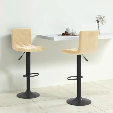 Küchenhocker, 2 Stück, cremefarbenes Samtgewebe. von , Küchenhocker - Ref: Foro24-333730, Preis: 126,99 €, Rabatt: %