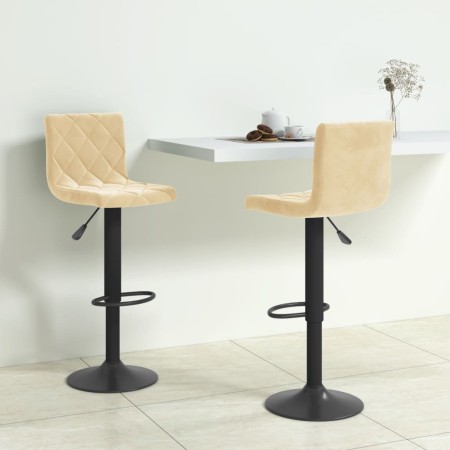 Küchenhocker, 2 Stück, cremefarbenes Samtgewebe. von , Küchenhocker - Ref: Foro24-333730, Preis: 129,39 €, Rabatt: %
