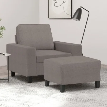 Sessel mit Hocker, Stoff in Grau-Taupe, 60 cm. von , Sofas - Ref: Foro24-3201150, Preis: 238,41 €, Rabatt: %