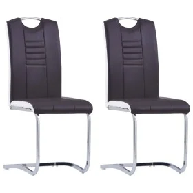 Cantilever dining chairs 2 units brown synthetic leather by , dining chairs - Ref: Foro24-281775, Price: 139,43 €, Discount: %