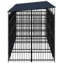 Outdoor dog kennel with a steel roof 11.06 m² by , Dog kennels and fences - Ref: Foro24-3098015, Price: 1,00 €, Discount: %