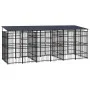 Outdoor dog kennel with a steel roof 11.06 m² by , Dog kennels and fences - Ref: Foro24-3098015, Price: 1,00 €, Discount: %