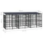 Outdoor dog kennel with a steel roof 11.06 m² by , Dog kennels and fences - Ref: Foro24-3098015, Price: 1,00 €, Discount: %