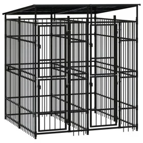 Outdoor dog kennel with a steel roof, 3.69 m² by , Dog kennels and fences - Ref: Foro24-3097947, Price: 922,09 €, Discount: %