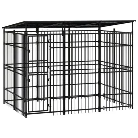 Outdoor dog kennel with a steel roof, 5.53 m² by , Dog kennels and fences - Ref: Foro24-3097966, Price: 1,00 €, Discount: %
