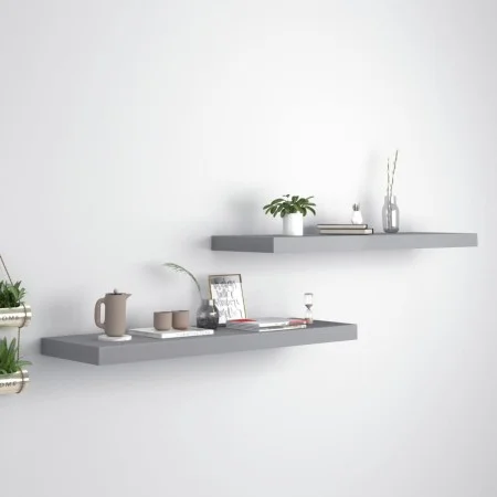 Floating wall shelves 2 pcs MDF gray 80x23.5x3.8 cm by vidaXL, Shelves and shelves - Ref: Foro24-323857, Price: 38,78 €, Disc...