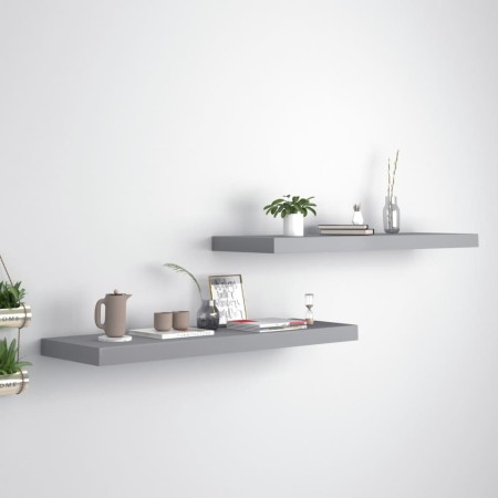 Schwebende Wandregale 2 Stück MDF grau 80x23,5x3,8 cm von vidaXL, Regale und Regale - Ref: Foro24-323857, Preis: 39,91 €, Rab...