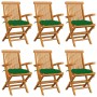 Garden chairs 6 units solid teak wood with green cushions by , Garden chairs - Ref: Foro24-3062561, Price: 460,85 €, Discount: %