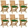 Garden chairs 6 units solid teak wood with green cushions by , Garden chairs - Ref: Foro24-3062561, Price: 461,48 €, Discount: %
