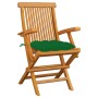 Garden chairs 6 units solid teak wood with green cushions by , Garden chairs - Ref: Foro24-3062561, Price: 460,85 €, Discount: %