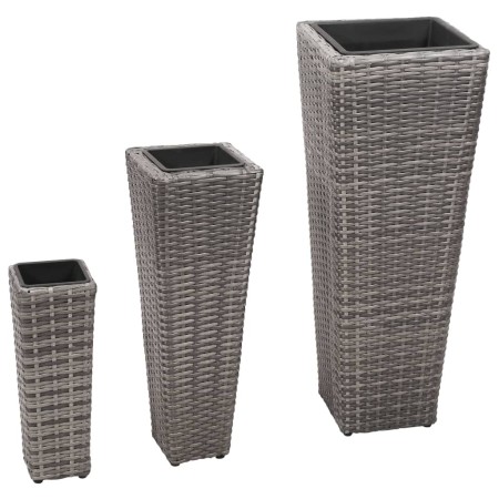 Set von 3 Stück künstlichem grauen Rattan-Blumenbeeten. von , Töpfe und Pflanzgefäße - Ref: Foro24-45424, Preis: 89,21 €, Rab...