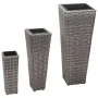 Set of 3 pieces of synthetic gray rattan flowerbeds by , Pots and planters - Ref: Foro24-45424, Price: 87,69 €, Discount: %