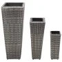 Set of 3 pieces of synthetic gray rattan flowerbeds by , Pots and planters - Ref: Foro24-45424, Price: 87,69 €, Discount: %