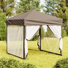 Folding party tent with taupe gray walls 2x2 m by , Tents and gazebos - Ref: Foro24-93512, Price: 107,53 €, Discount: %