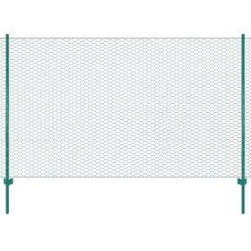 Wire mesh fence with green 25x2 m steel posts by , fence panels - Ref: Foro24-144617, Price: 171,09 €, Discount: %
