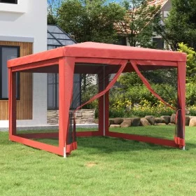 Partyzelt mit 4 Wänden aus rotem HDPE-Netzstoff, 3x4 m. von , Zelte und Pavillons - Ref: Foro24-319235, Preis: 98,87 €, Rabat...