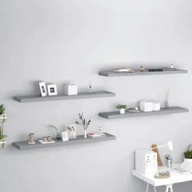 Estantes flotantes pared 4 MDF gris 120x23,5x3,8 cm de vidaXL, Estantes y estanterías - Ref: Foro24-323864, Precio: 83,66 €, ...