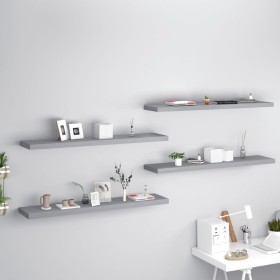 Floating wall shelves 4 gray MDF 120x23.5x3.8 cm by vidaXL, Shelves and shelves - Ref: Foro24-323864, Price: 84,70 €, Discoun...