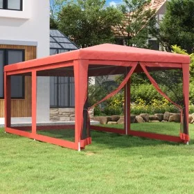 Party tent with 6 red HDPE mesh walls 3x6 m by , Tents and gazebos - Ref: Foro24-319240, Price: 133,33 €, Discount: %