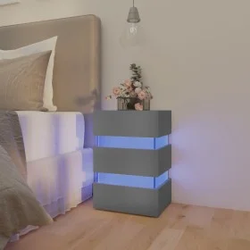 Bedside table with LED light, engineered wood, gray, 45x35x67 cm by , Nightstands - Ref: Foro24-326842, Price: 99,61 €, Disco...