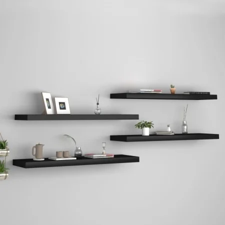 Floating wall shelves 4 pcs MDF black 90x23.5x3.8 cm by vidaXL, Shelves and shelves - Ref: Foro24-323840, Price: 70,14 €, Dis...