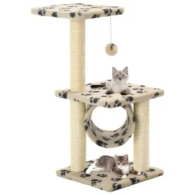 Katzenkratzer mit 65 cm Sisalstange in Beige mit Pfotenabdrücken. von , Katzenmöbel - Ref: Foro24-170549, Preis: 36,72 €, Rab...
