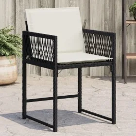 Gartenstühle mit Kissen, 4 Stück, aus schwarzem synthetischem Rattan von , Gartenstühle - Ref: Foro24-365017, Preis: 178,81 €...