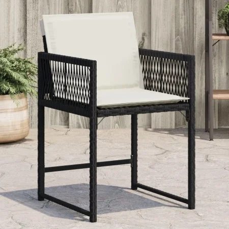 Gartenstühle mit Kissen, 4 Stück, aus schwarzem synthetischem Rattan von , Gartenstühle - Ref: Foro24-365017, Preis: 182,06 €...