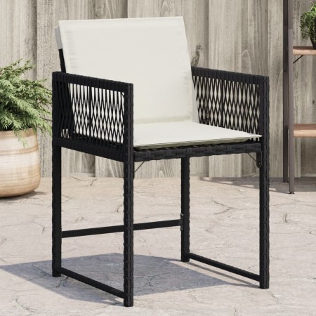 Gartenstühle mit Kissen, 4 Stück, aus schwarzem synthetischem Rattan von , Gartenstühle - Ref: Foro24-365017, Preis: 156,47 €...
