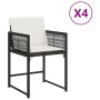 Gartenstühle mit Kissen, 4 Stück, aus schwarzem synthetischem Rattan von , Gartenstühle - Ref: Foro24-365017, Preis: 156,47 €...