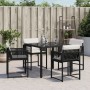 Gartenstühle mit Kissen, 4 Stück, aus schwarzem synthetischem Rattan von , Gartenstühle - Ref: Foro24-365017, Preis: 156,47 €...
