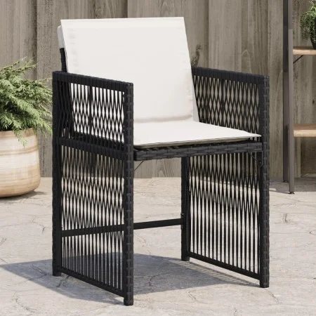 Gartenstühle mit Kissen, 4 Stück, aus schwarzem synthetischem Rattan von , Gartenstühle - Ref: Foro24-365034, Preis: 187,51 €...