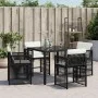 Gartenstühle mit Kissen, 4 Stück, aus schwarzem synthetischem Rattan von , Gartenstühle - Ref: Foro24-365034, Preis: 187,51 €...