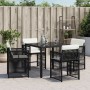 Sillas de jardín con cojines 4 unidades ratán sintético negro by , Garden chairs - Ref: Foro24-365034, Price: 191,20 €, Disco...