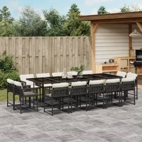 Set comedor de jardín con cojines 15 pzas ratán sintético negro by , Garden sets - Ref: Foro24-3211590, Price: 959,93 €, Disc...