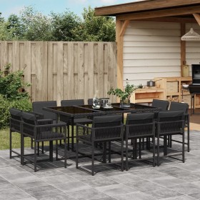 Set de comedor jardín 11 pzas con cojines ratán sintético negro de , Conjuntos de jardín - Ref: Foro24-3211567, Precio: 550,4...