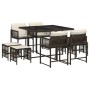 Set comedor para jardín 9 pzas y cojines ratán sintético marrón von , Gartensets - Ref: Foro24-3211497, Preis: 348,84 €, Raba...