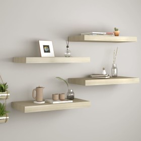 Floating wall shelf 4 pcs MDF oak 60x23.5x3.8 cm by vidaXL, Shelves and shelves - Ref: Foro24-323876, Price: 63,80 €, Discoun...