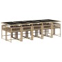 Set comedor de jardín 11 pzas con cojines ratán sintético beige by , Garden sets - Ref: Foro24-3211474, Price: 676,75 €, Disc...