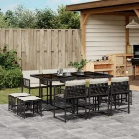 Set de comedor jardín 11 pzas con cojines ratán sintético negro von , Gartensets - Ref: Foro24-3211506, Preis: 518,41 €, Raba...