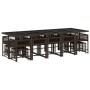 Set comedor de jardín y cojines 15 pzas ratán sintético marrón
