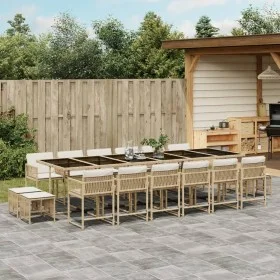 Garten-Essgruppe 17-teilig mit Kissen aus synthetischem Rattan in Beige. von , Gartensets - Ref: Foro24-3211546, Preis: 981,8...