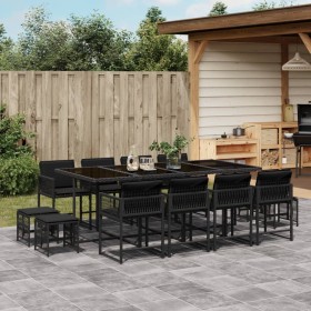 Garten-Essgruppe mit 13-teiligen Kissen aus schwarzem Kunststoff-Rattan. von , Gartensets - Ref: Foro24-3211519, Preis: 628,4...