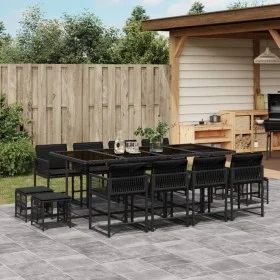 Set comedor de jardín con cojines 13 pzas ratán sintético negro by , Garden sets - Ref: Foro24-3211519, Price: 704,47 €, Disc...