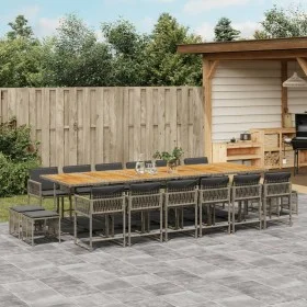Set comedor de jardín 17 pzas y cojines ratán sintético gris by , Garden sets - Ref: Foro24-3211550, Price: 1,00 €, Discount: %