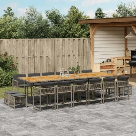 Set comedor de jardín 17 pzas y cojines ratán sintético gris de , Conjuntos de jardín - Ref: Foro24-3211550, Precio: 1,00 €, ...